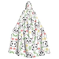 POEZJZW Cute Panda Bamboo Star Pattern Poncho Halloween Hooded Cape Women'S Men'S Halloween Dress Up Party Cosplay Costumes