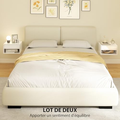 Table de nuit suspendue haut de gamme au design blanc épuré - 5