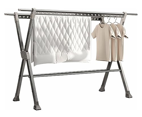 TOTIKI Soporte Secar Ropa Estante De Secado Ropa Plegable, Longitud Ajustable, Soporte Metal Tendedero Pie Ropa