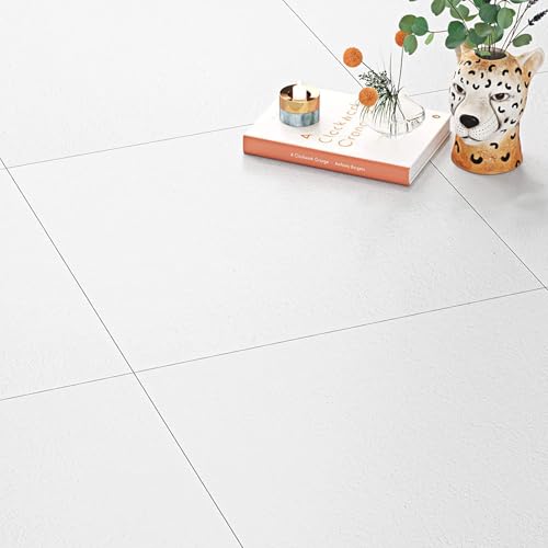 Carreaux de sol autocollants en vinyle blanc pour cuisine et salle de bain