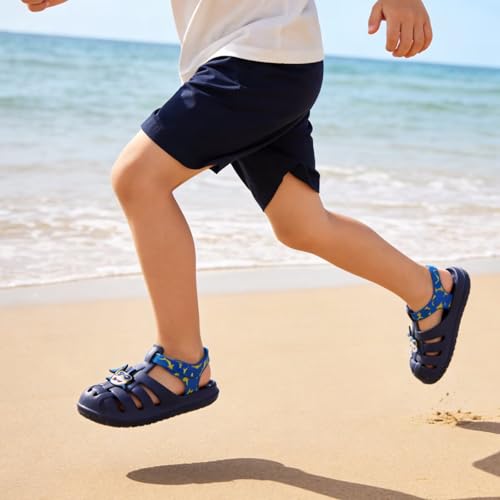 Image of FUNCOO PLUS Boys Girls Sandals Toddler Lightweight EVA Water Shoes Kids Closed Toe Fisherman Sandals Summer Beach Sports Shoes Outdoor