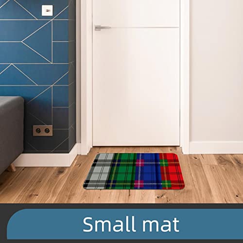 Lorvies Grey Green Blue Red Tartan Plaid Pattern Indoor Door Mat, Non-Slip Absorbent Doormat Inside Floor Mats Area Rug For Entryway, Machine Washable Entrance Rug Outdoor 20X47 #TOP4