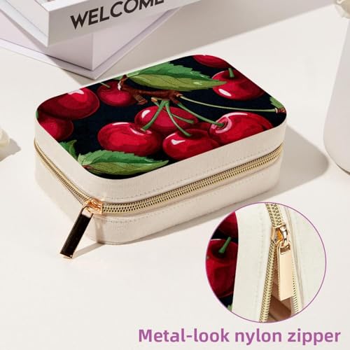 Joyero de cerezas de doble capa para organizar anillos y collares 7