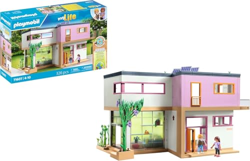 PLAYMOBIL MyLife 71607 Wohnhaus mit Wintergarten, inklusive Zwei Figuren und einem Stickerbogen, zu über 80% aus recycel...