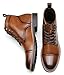 Jousen Leather Boots for Men Dress Retro Classic Design Mens Boots Cap Toe Boot Black Rubber Sole(AMY8172A Brown 10.5)