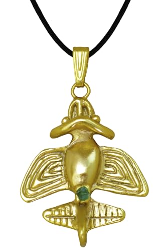Image of Across The Puddle Colombian Emerald & Multi-Material Options | Quimbaya Flyer Pendant Necklace | Ancient Alien Golden Jets Collection