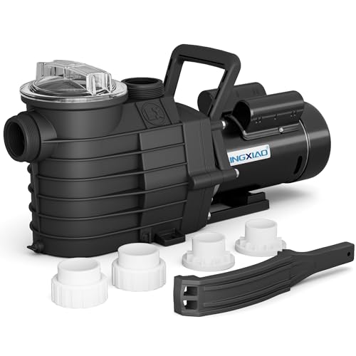LINGXIAO 1.5 HP Pool Pump Inground, 6340 GPH, 115/208-230V, Self Primming In/Above Ground Pool Pump, Low Noise Swimming Pool Pump with Filter Basket & 2/1.5