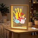 Set di impronte a mano per la famiglia con led, set di impronte per neonati, set di impronte digitali per coppie, cornici in legno per fai da te, idee regalo personalizzate per la festa del papà e la