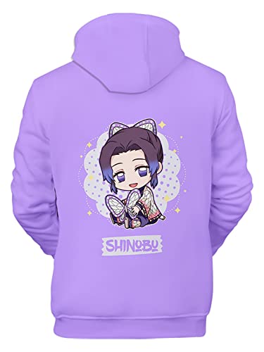 Amoma Women's Girls' Anime Printed Cute Cartoon Nezuko Tanjirou Hoodie Pullover(S,Shinobupurple) #TOP1