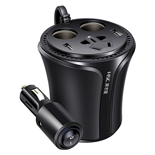 Emily HSC-108A Car Power Inverter 3.1A Cup Shape Car Charger With Independent Switch black
