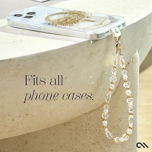 Case-Mate Phone Charm Wrist Strap w/Pearls & Crystals - Crystal Pearl Gold - 5