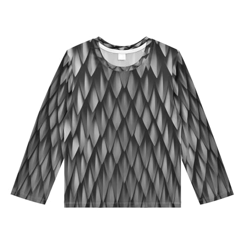 Pfrewn Kids Rash Guard Shirt Long Sleeve for Boys Girls Cartoon Swim Shirt UPF 50+ Sun Protective 3-12T