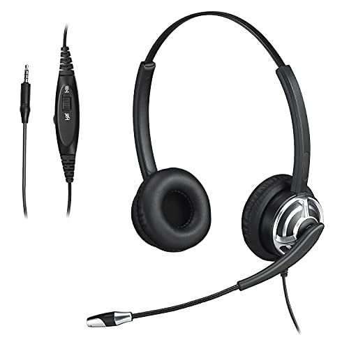 3.5mm Headset for Zoom Meeting on Tablet Pad, Cell Phone Headset with Audio Jack, PC Audio Headset for Microsoft Teams, MP3 MP4 Headset for Music Movie Video, Speech Recognition Dictation Headset