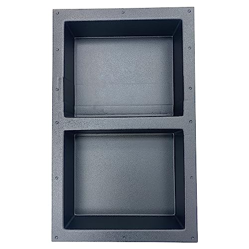 Novalinea Ready-to-Tile Rectangular Shower Niche – 28" x 17" Double Equal Shelves – Made in USA – Recessed Bathroom Storage