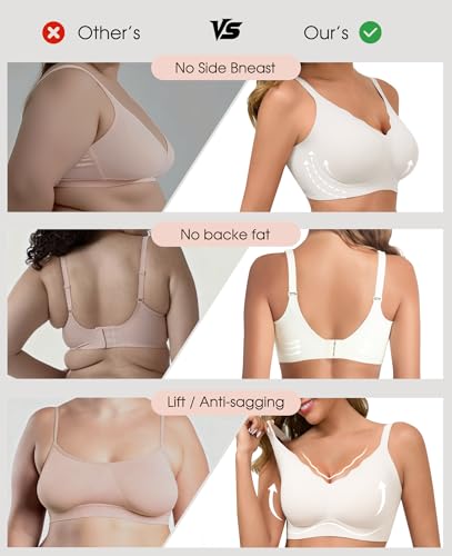 Image of LXOXL Wireless Bras for Women No Underwire Seamless Push Up Full Coverage Everyday Bra Comfortable Supportive Tshirt Bralette