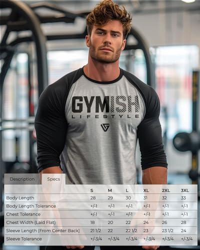 Gymish Lifestyle Skull Plate Raglan Workout T-Shirts for Men 3/4 Sleeve Body Building Shirt3
