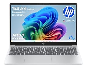 HP OmniBook 3 Next Gen AI PC 15-fn0523ng | Copilot+ PC | 15.6 Zoll FHD Display (1920 x 1080) | AMD Ryzen AI 5 330 (50 NPU-Tops) | 16GB RAM | 512GB SSD | QWERTZ Tastatur | Windows 11 Home | Silber