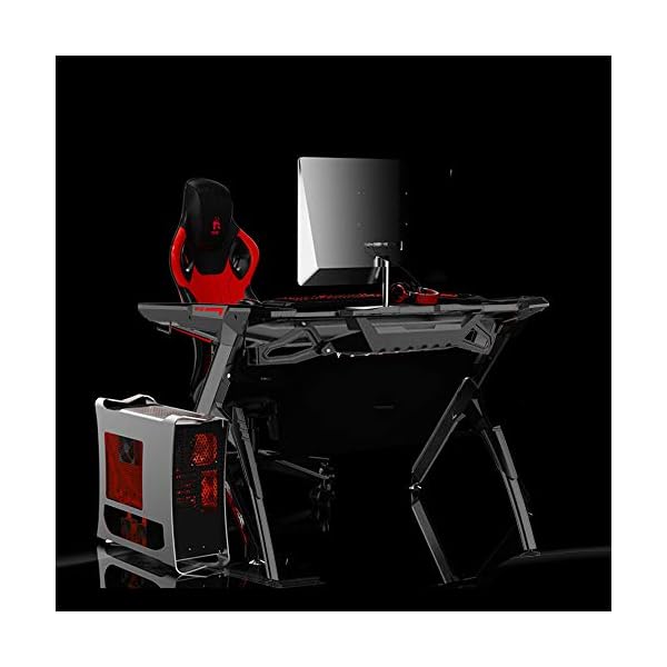 sogesfurniture Gaming Tisch R-Förmig, 120x60cm Großer Gaming Schreibtisch Computertisch Arbeitstisch mit Mausunterlage… – Bild 8
