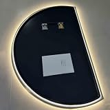 Aenmezen Inteligentne ściemniane lustro ścienne LED do dekoracji domu / prezent na parapetówkę, półokrągłe, przeciwmgielne, wiszące lustro do łazienki, 120 cm