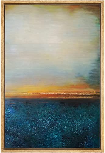SIGNWIN Framed Canvas Print Wall Art Pastel Sunset Sea Horizon Abstract Wilderness Illustrations Modern Art Modern Scenic Relax/Calm Ultra for Living Room, Bedroom, Office - 16"x24" Natural