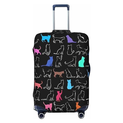 Travel Luggage Cover Spandex Suitcase Protector Bag,Multicolor Cats Dust-Proof Fits 18-32 Inch Luggage, Suitcase Sleeve For Kid And Adult,X-Large
