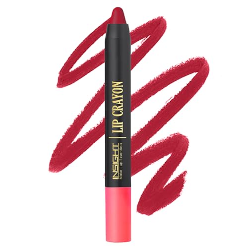 INSIGHT Long Lasting Lip Crayon – All-Day Comfort | Matte Finish | Waterproof | Enriched with Vitamin E & Kojic Acid|Sharpenable Tip|Full Coverage| Lightweight Lipstick (Valentine) – 7g