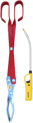 Medium 417mm Aluminium Braai Tong And Flexible Extra Length Braai Lighter (Yellow)