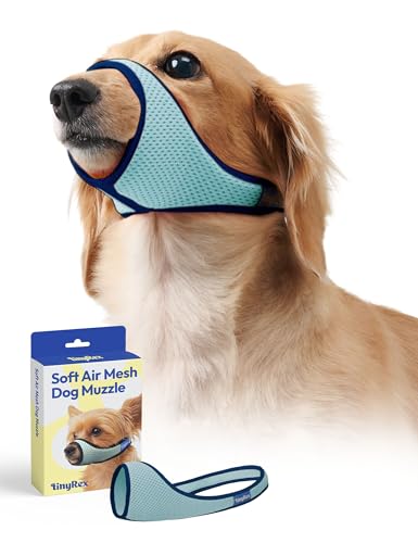 Image of Dog Muzzle, Breathable Mesh Muzzle for Small Sized Dogs, Soft Muzzles to Prevent Biting, Adjustable Comfort Fit, Training Allows Panting and Drinking(Grey Blue, 0)