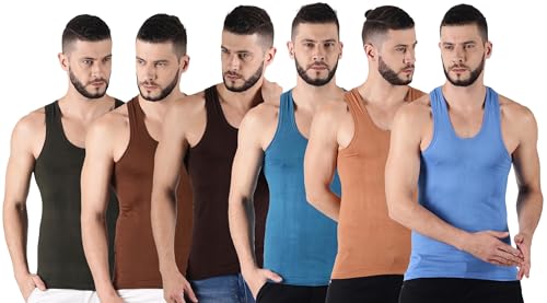 Image of Dollar Lehar Men Combed Cotton Round Neck Vest -Colour May Vary