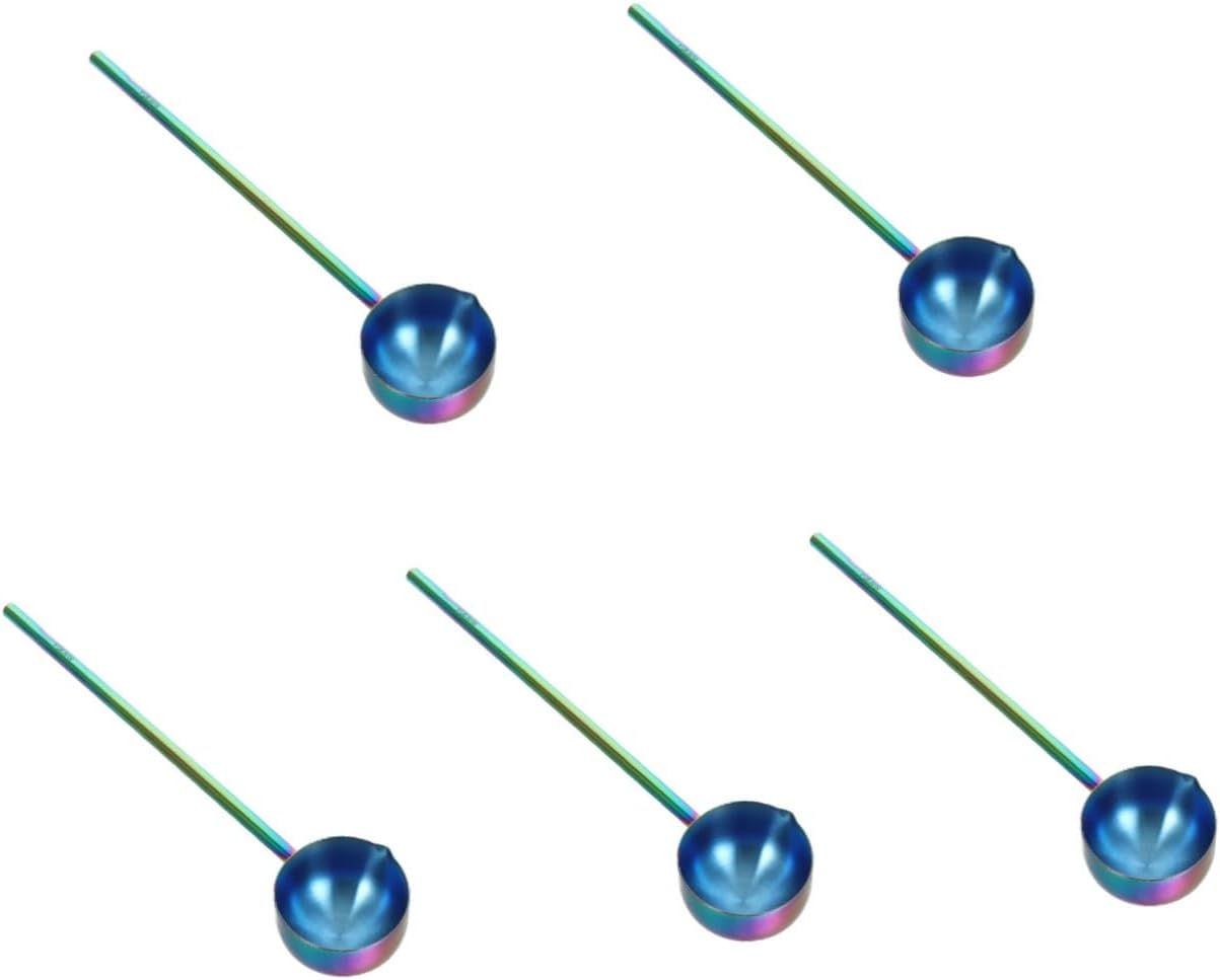 PRETYZOOM 5pcs Watering Ladle Stainless Steel Long Handle Kitchen Gadgets Soup Scoop Utensil