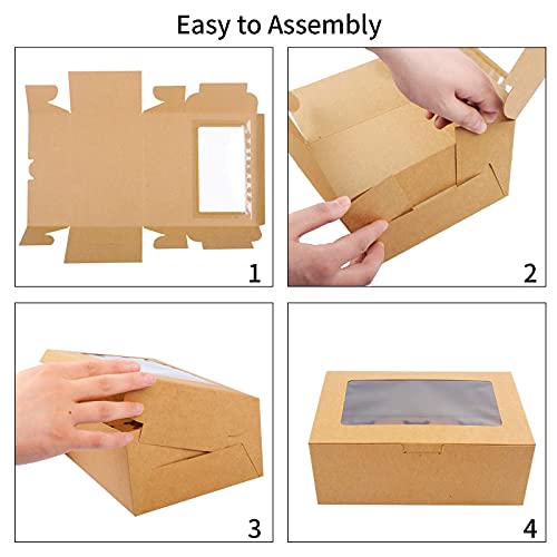 15 Pack Paper Cupcake Boxes Bakery Cupcake Boxes with Inserts to Fit 6 Cupcakes Muffins or Pastries(Brown)