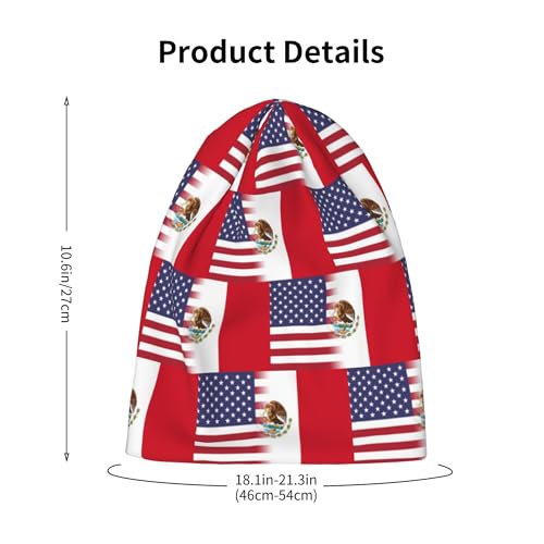 American Flag andMexican Flag Kids Leisure Elastic Knitted Hat Junior Large Size Knit Cap Child Beanie Black2