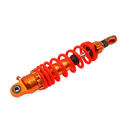 Ruilogod Motor de metal de plástico naranja Ciclo de suspensión trasera Amortiguador 35 cm de longitud