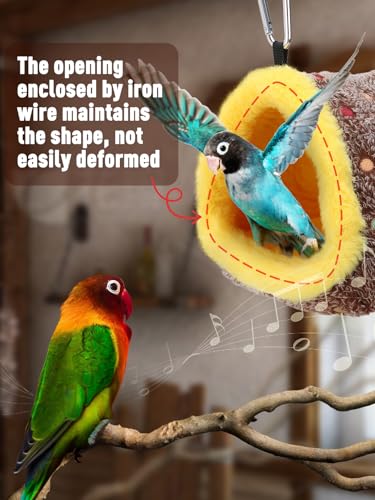 MEWTOGO-Winter-Warm-Bird-Nest-House-Bird-Bed-for-Cage-with-Mat-Hanging-Hammock-Shed-Hideaway-Hut