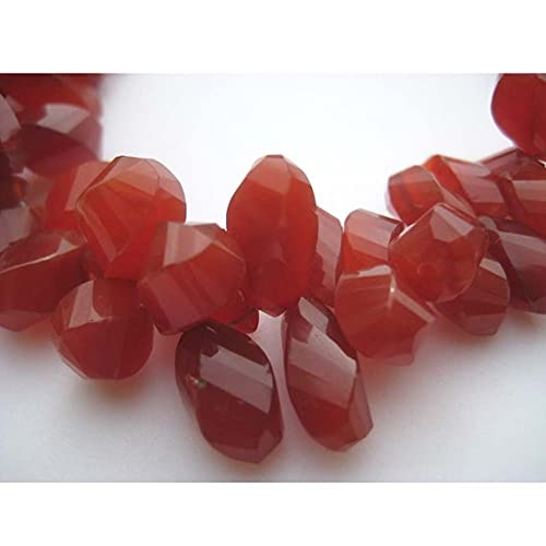 Carnelian Briolette perles cornaline gouttes facettées 15x11-8x6mm pour création bijoux DIY
