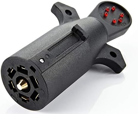 AutoSonic 7 Way Trailer Wiring Tester, 7 Pin Blade Plug with Red LED, 6 Function RV Connector Circuit Tester, Trailer Hitch Wiring Tester, RV Towing Wiring Tester, Weatherproof