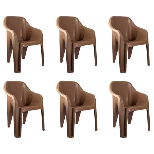 Image of Cello Dynamo Plastic Chair (Set of 6)(Brown) | Strong and Durable | Easy to Clean | Chair for Living Room, Bed Room, Kitchen, Office Room, Outdoor | 3 Years Warranty