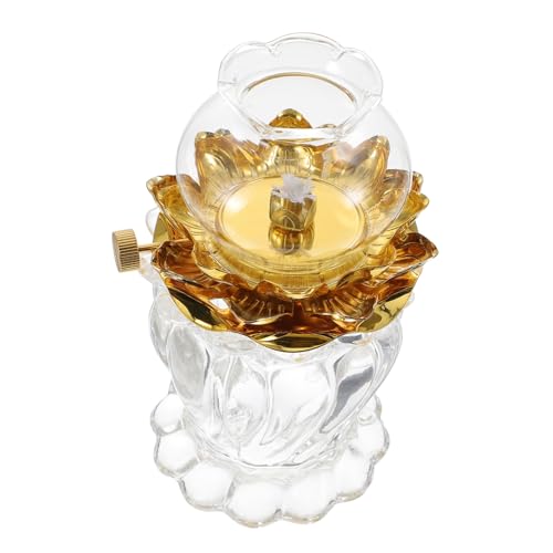 Garneck Lámpara Queroseno de Cristal Lotus Regulable con Mecha para Uso Interior y Exterior Diseño Transparente y Antigüo Decoración Hogar y