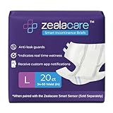 Zealacare Smart Incontinence Briefs – Adult Disposable Diapers with Built-in Sensor Strips for Real-time Detection (Sensor Sold Separately) – High Absorbency Overnight Protection (Large, 20, Count)