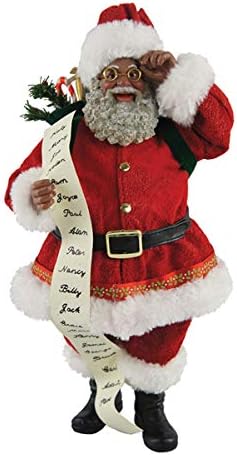 Santa's Workshop 10" Black Traditional List Santa, RED
