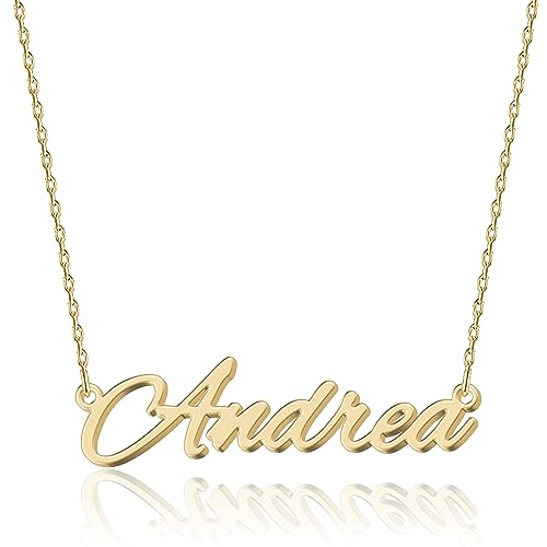 Collar de Nombre Personalizado en Oro de 18K Andrea - Colgante de Acero Inoxidable Grabado Personalizable para Mujeres - Regalo para Cumpleaños, Aniversarios, Graduaciones y el Día de San Valentín