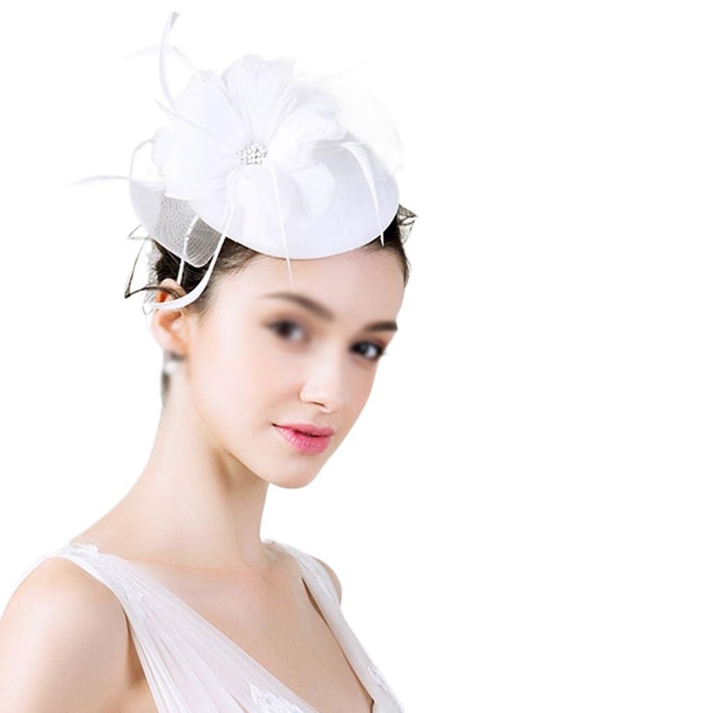 Petit chapeau haut de forme dame en fil de chanvre et fleur de banquet rétro