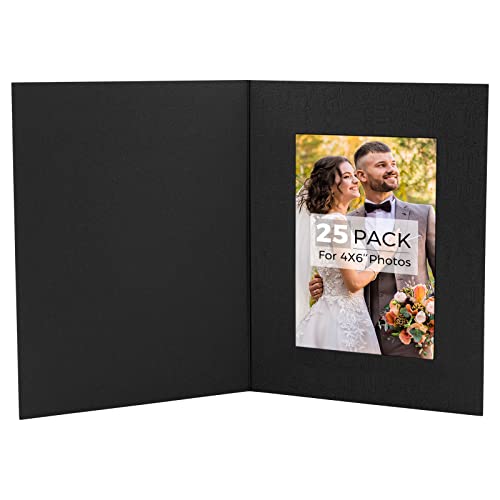 Auear, Pack Of 25, 4X6 Photo Folders, Black, Cardboard Picture Frame For Special Events: Wedding, Graduation, Christmas #TOP24