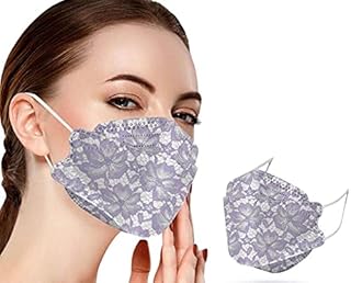 【STORAGE BOX KF94 不織布マスク レース柄 パープル 】レディース 4D 立体 10枚セット 息がしやすい 4層構造 デザインマスク 呼吸しやすい 息苦しくない おしゃれ エレガント 快適マスク 花粉 通気性が良い 蒸れにくい 化粧崩れしにくい 上品 飛沫防止 感染予防 まとめ買い 詰め合わせ 女性用 不織布 レース柄 パープル