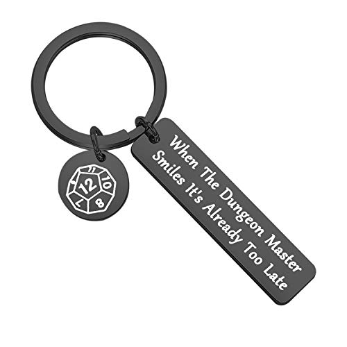 When The Dungeon Master Smiles It's Already Too Late Keychain Dungeon Master Gift Funny DND Gifts (Dungeon Master-black key)