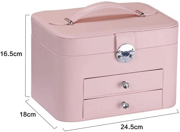 Large Capacity Portable Jewelry Storage Box Rings Earrings Jewelry Box Handheld with Lock (E 24.5cm) image 3