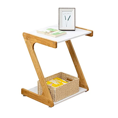 Mesa Auxiliar Del Sofá, Rack De Almacenamiento De 2 Niveles Mesa Auxiliar En Forma De Z Mesita De Noche for Sala De Estar Soporte for Computadora Portátil De Fácil Montaje Rueda Universal Soporte De C Cover