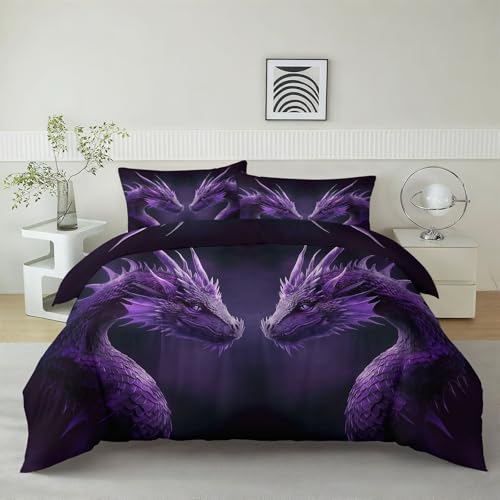 Housse de couette 160x200 violette sans repassage zippée - 5