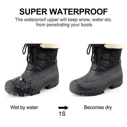 Knixmax Outdoor Winterstiefel Damen Warm Gefütterte Schneestiefel Winterschuhe mit wasserdichtem Obermaterial und rutschfesten Sohlen Geeignet für die Schneesaison im Winter Schwarz EU39
