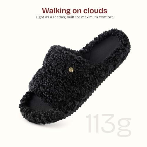 EverFoams Women's Fashionable Open-toe Slippers with Cozy Plush Non-Slip Sole4